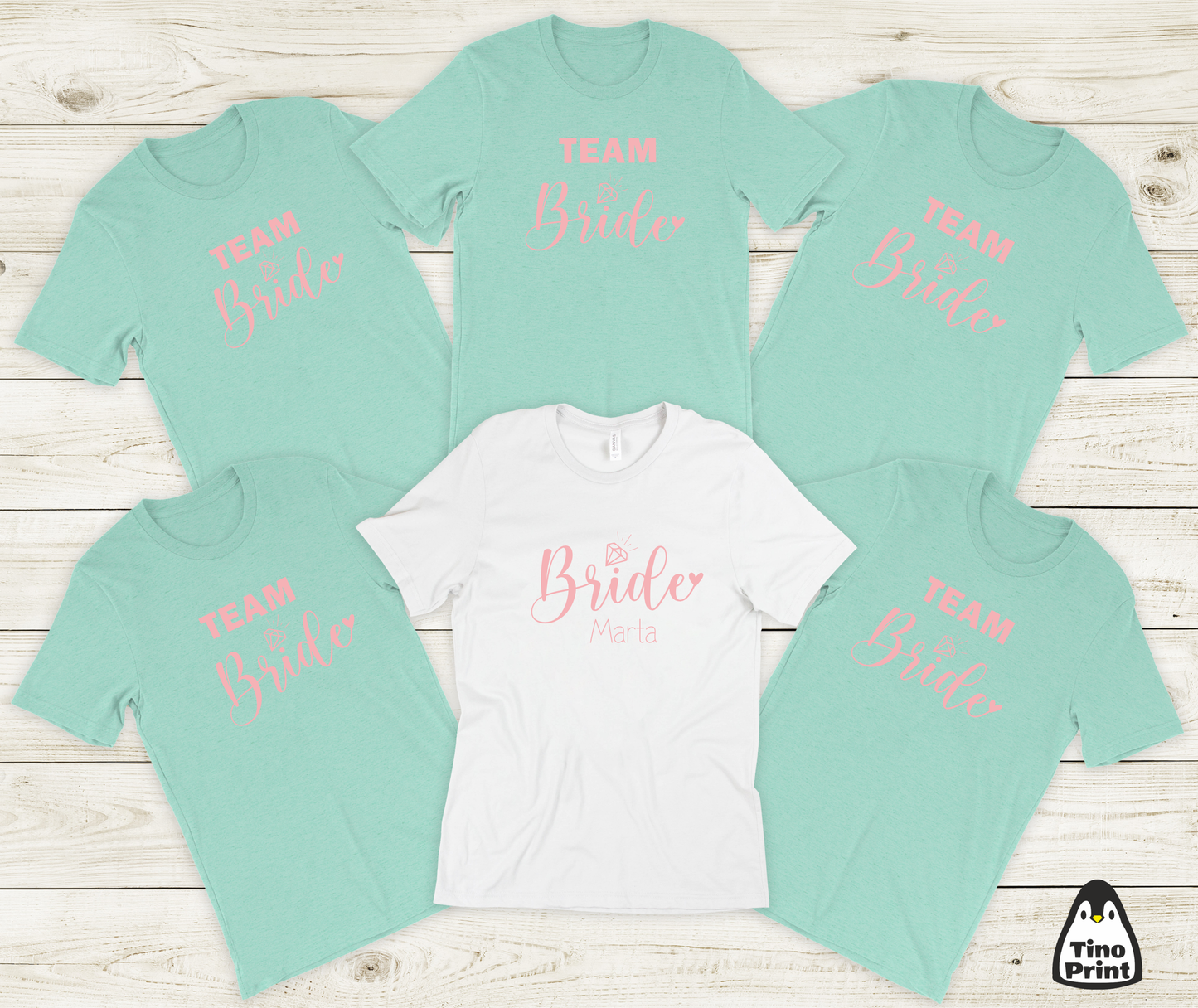 T-shirts de l'équipe de la mariée