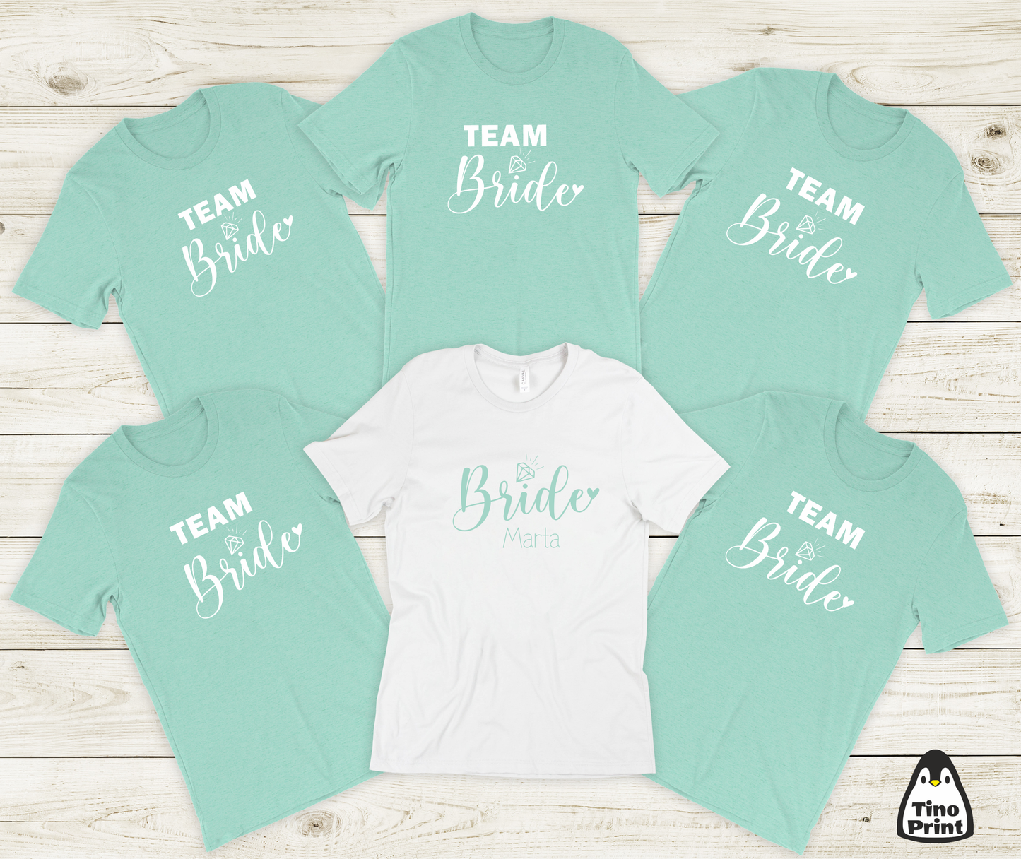 T-shirts de l'équipe de la mariée