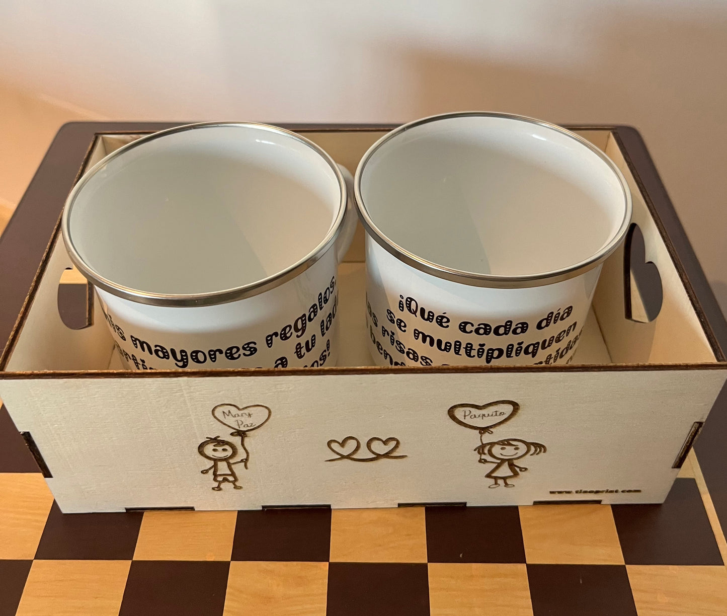 Tazas Metálicas Retro Tú y Yo