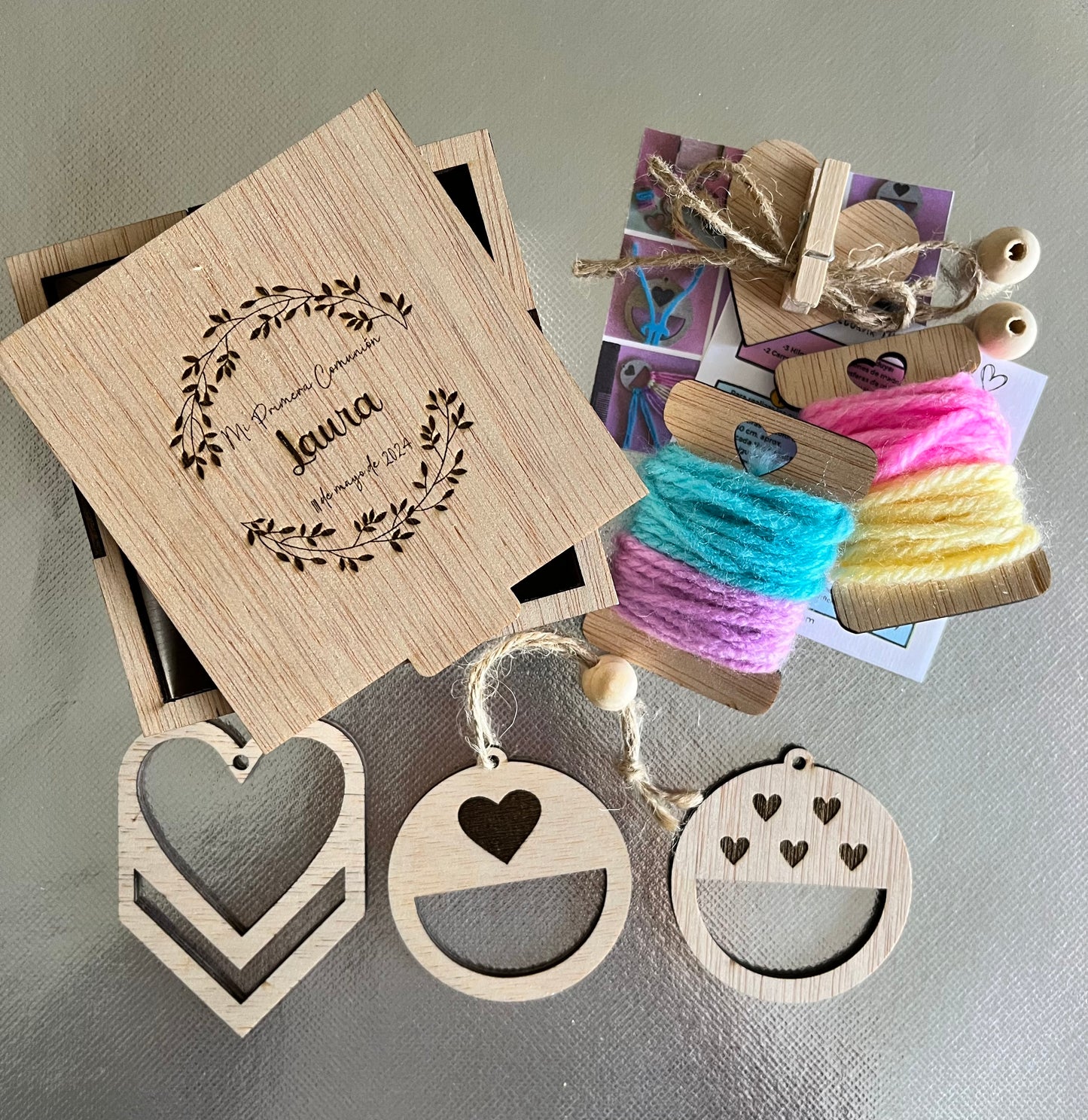 Kit Coeurs en Bois Macramé