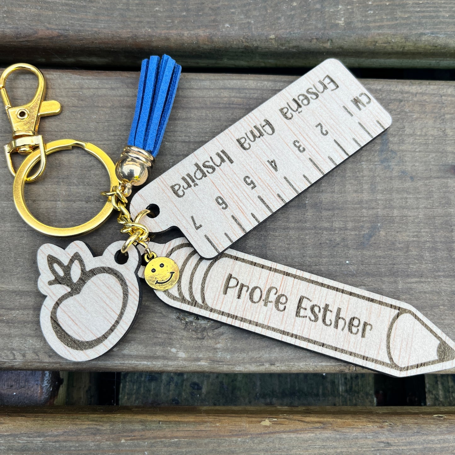Wooden Keychains for Personalized Teachers.