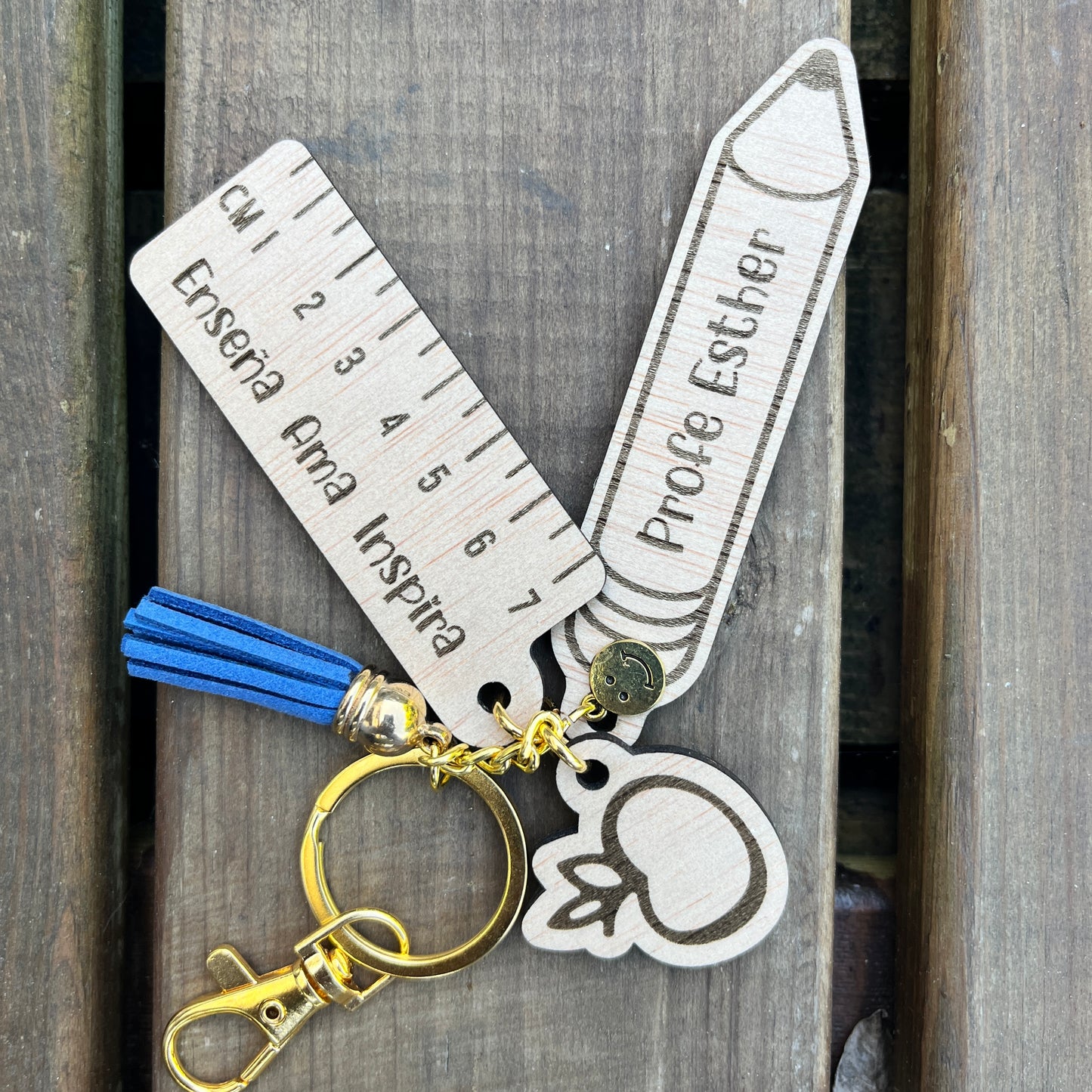 Wooden Keychains for Personalized Teachers.