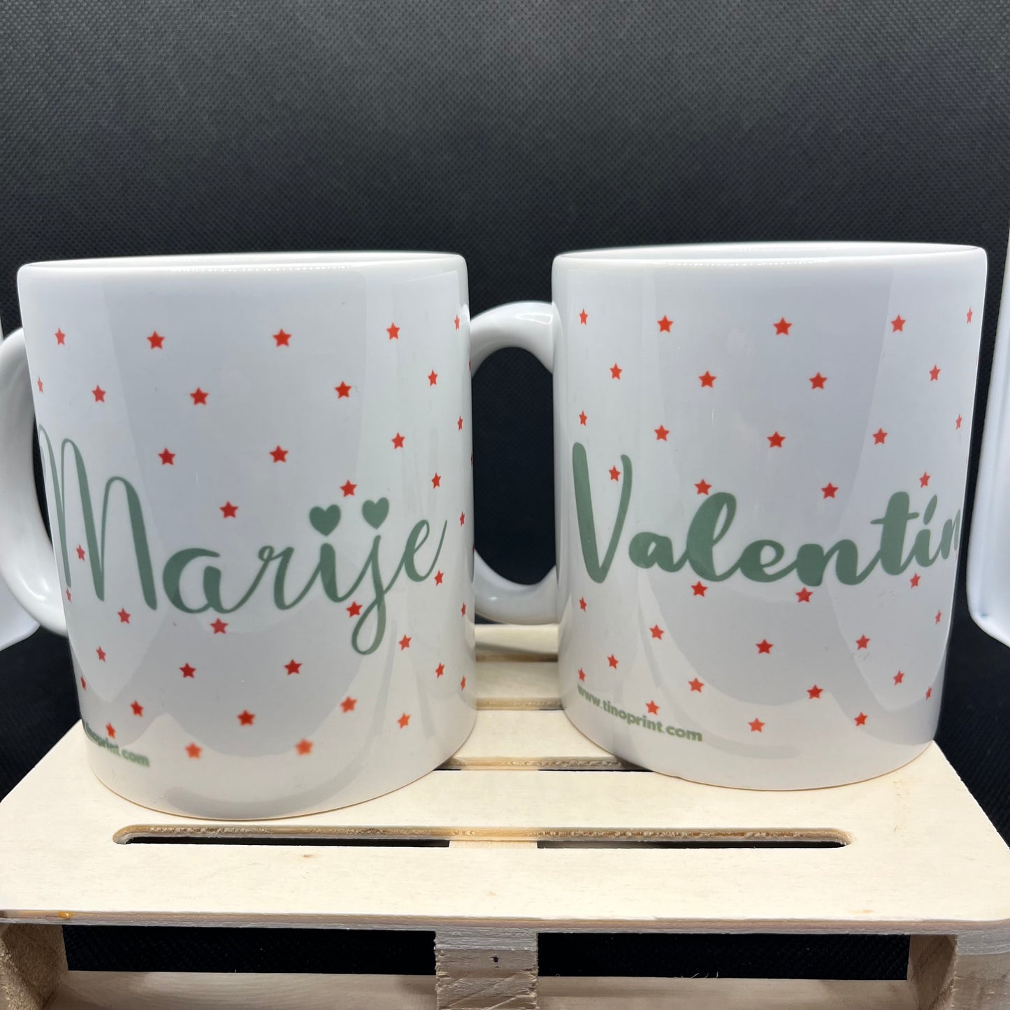 Personalized 350ml mugs.