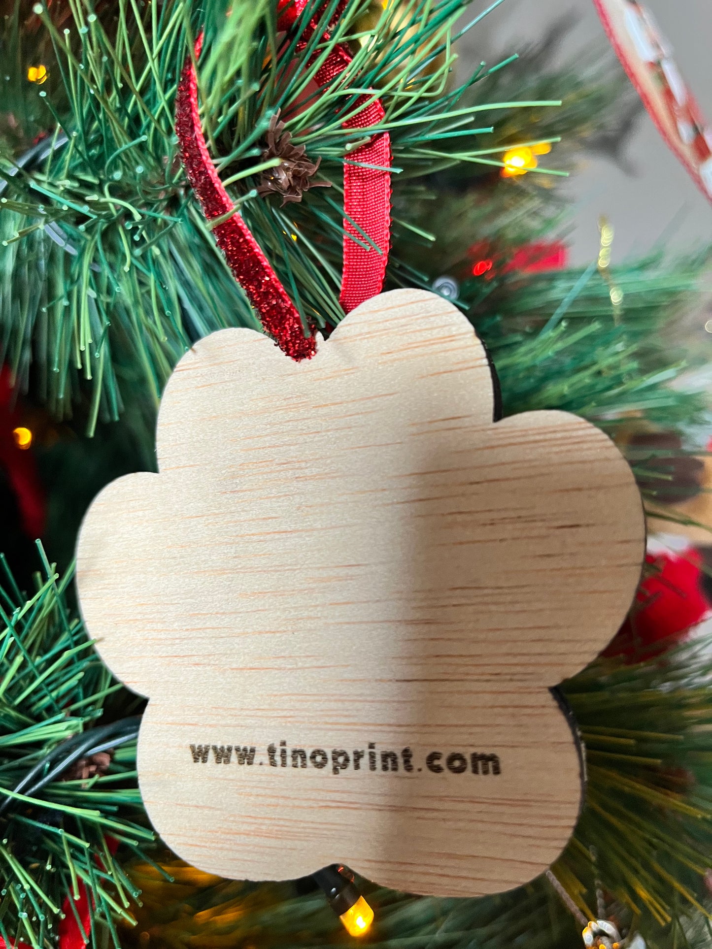 Bola de Navidad Personalizada en Madera Para Tu Mascota