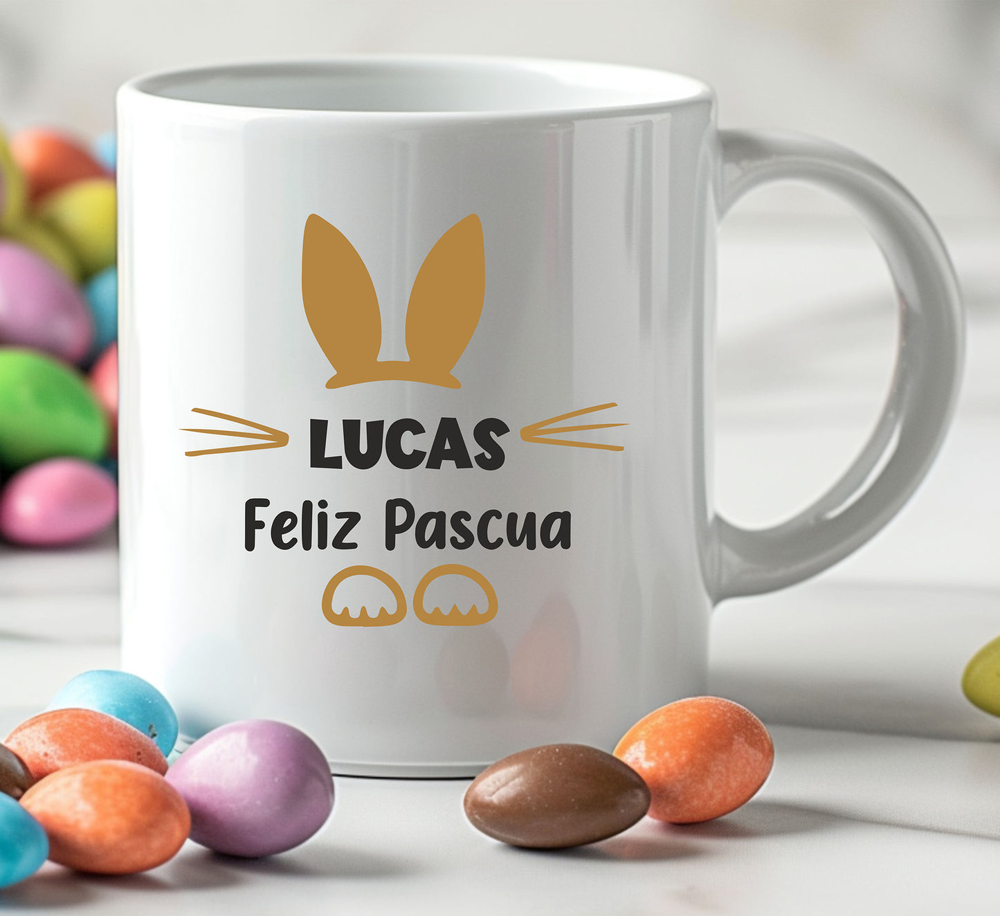 Personalized 350ml mugs.