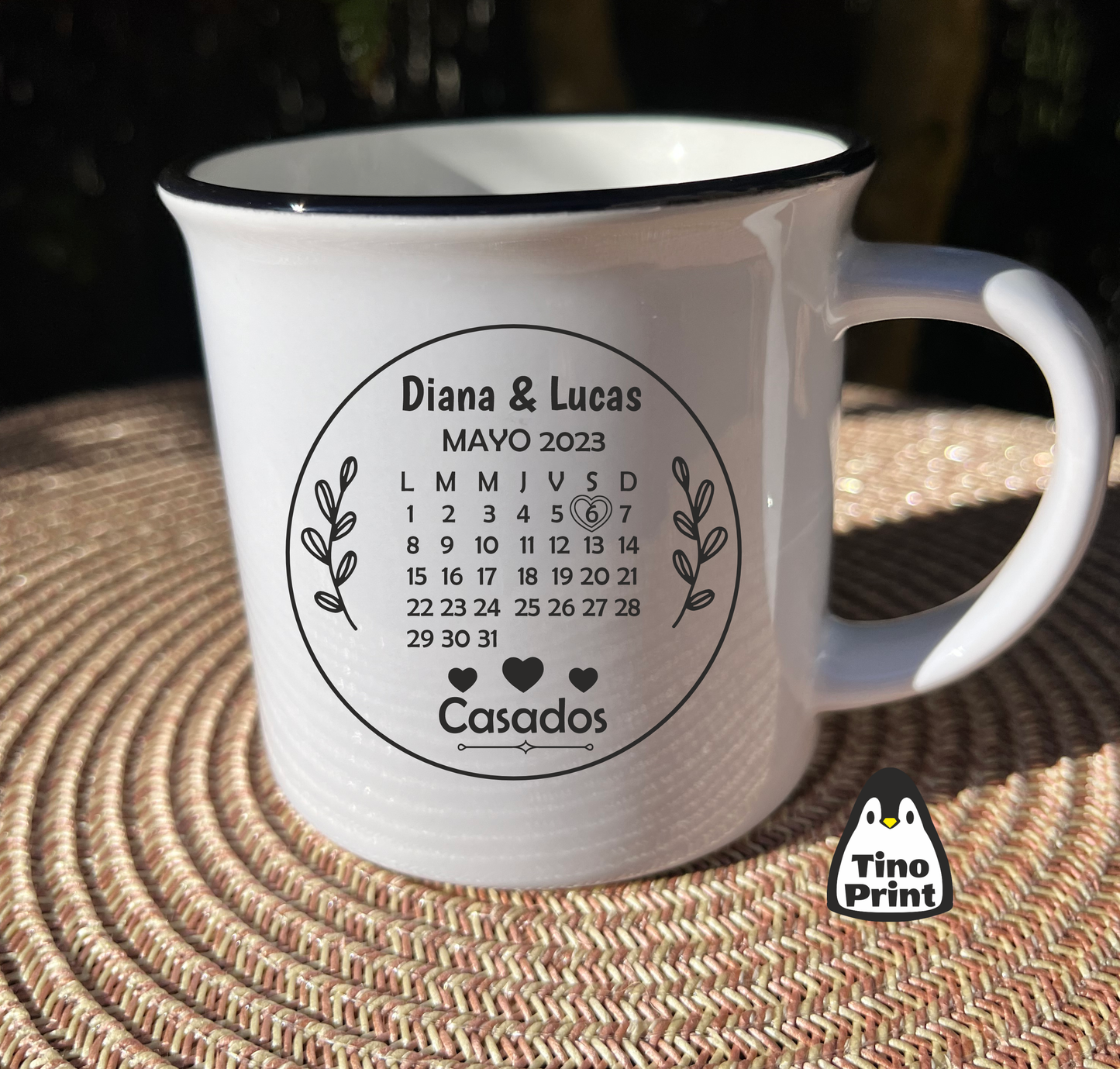 Taza Personalizada Diseño Vintage Aniversario.