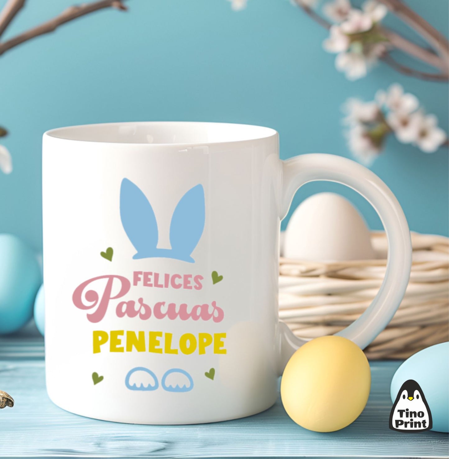 Personalized 350ml mugs.