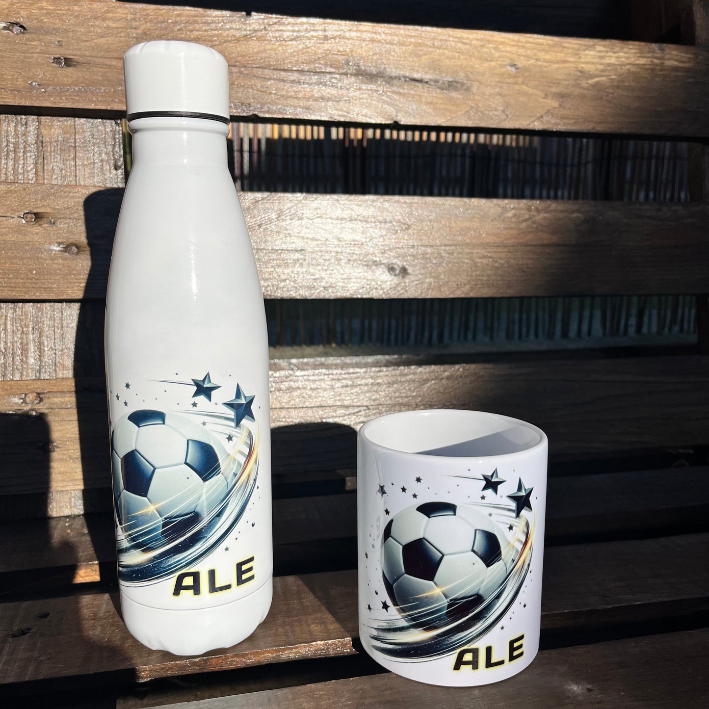 kit botella inox personalizada con taza