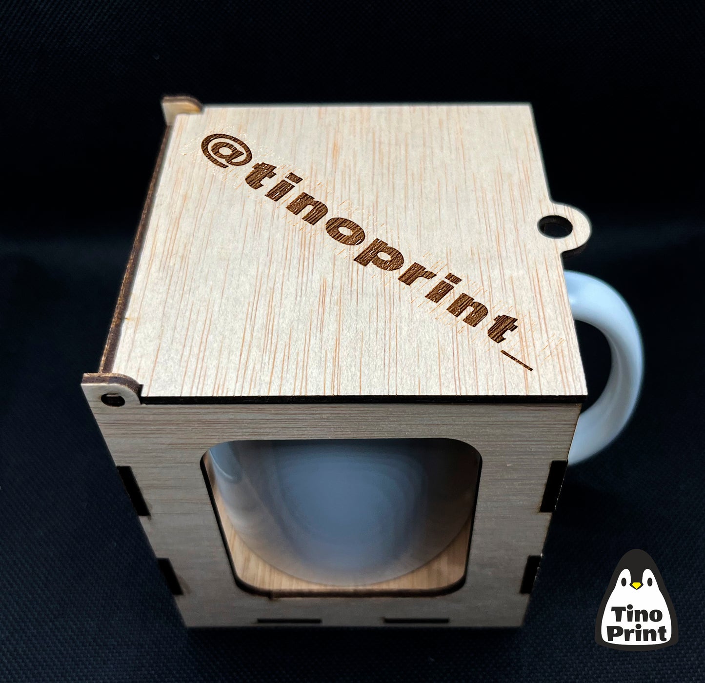 Caja de madera diseño original para tazas personalizadas