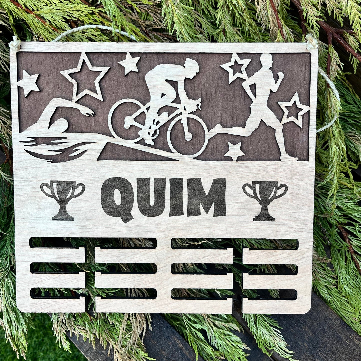 Medallero artesanal de madera para regalo deportivo