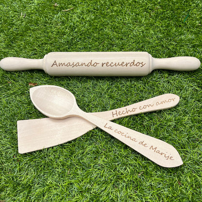 Wooden Roller and Paddles Set.