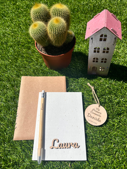 Libreta Ecológica Semillas Degradable y Lápiz Infinito de Bambú