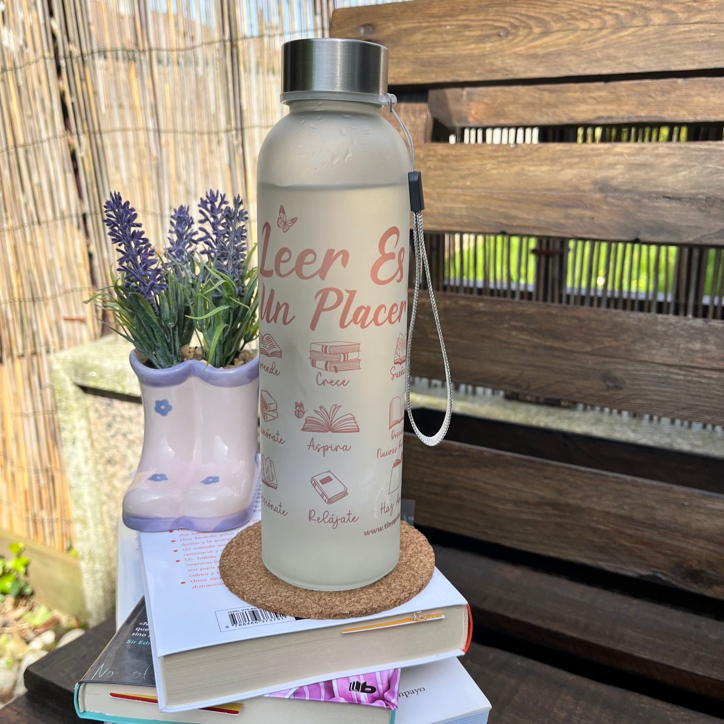 Botella Bidón de Cristal 500ml con Tapa de Inox Personalizada
