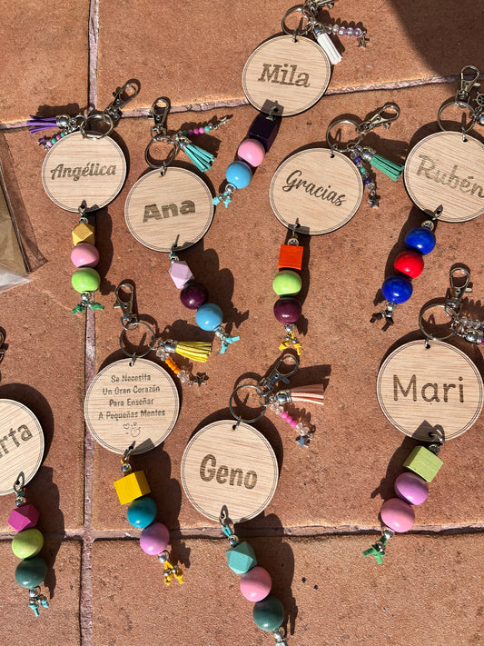 Wooden Keychains for Personalized Teachers.