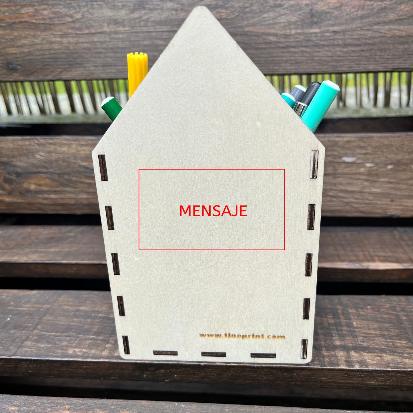 Portalápices Lapicero de Madera Pintado a Mano