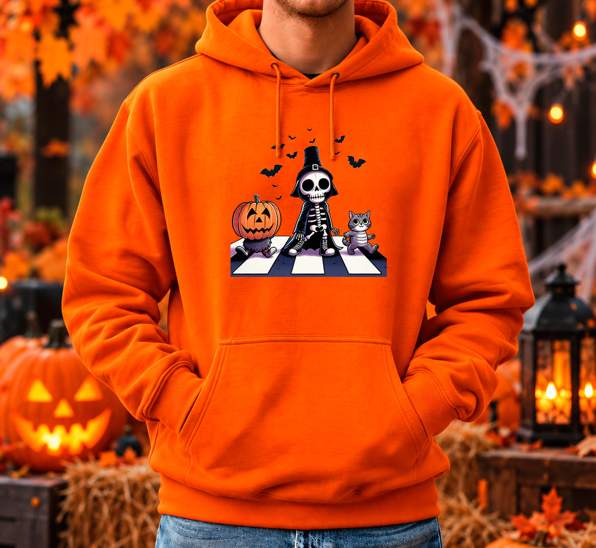 sudadera naranja con capucha personalizada unisex cross halloween