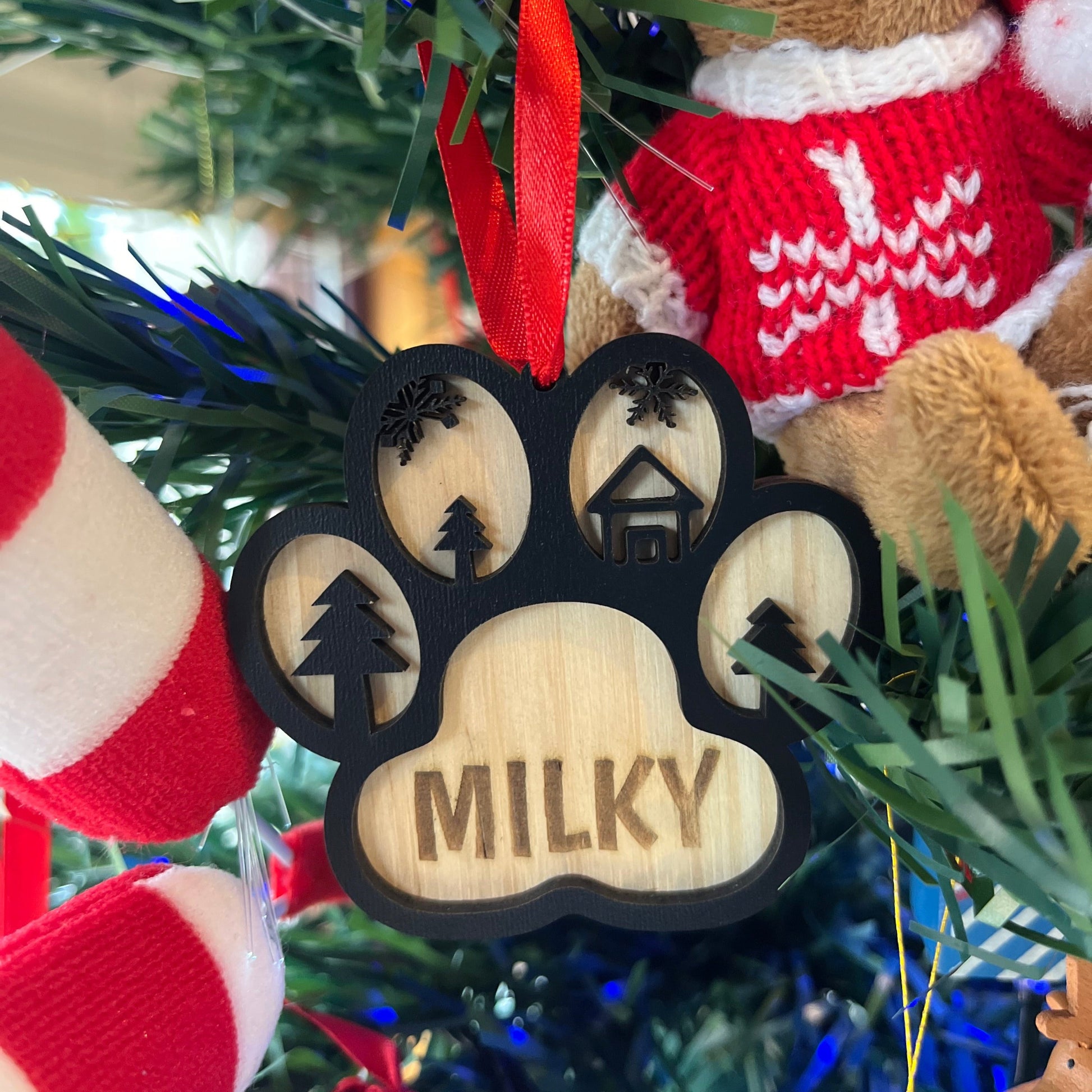 adorno de navidad para perro con nombre personalizado