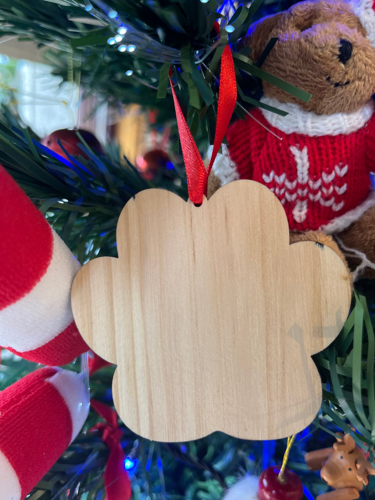 parte trasera para grabar frase o dedicatoria detalle navidad mascota con nombre