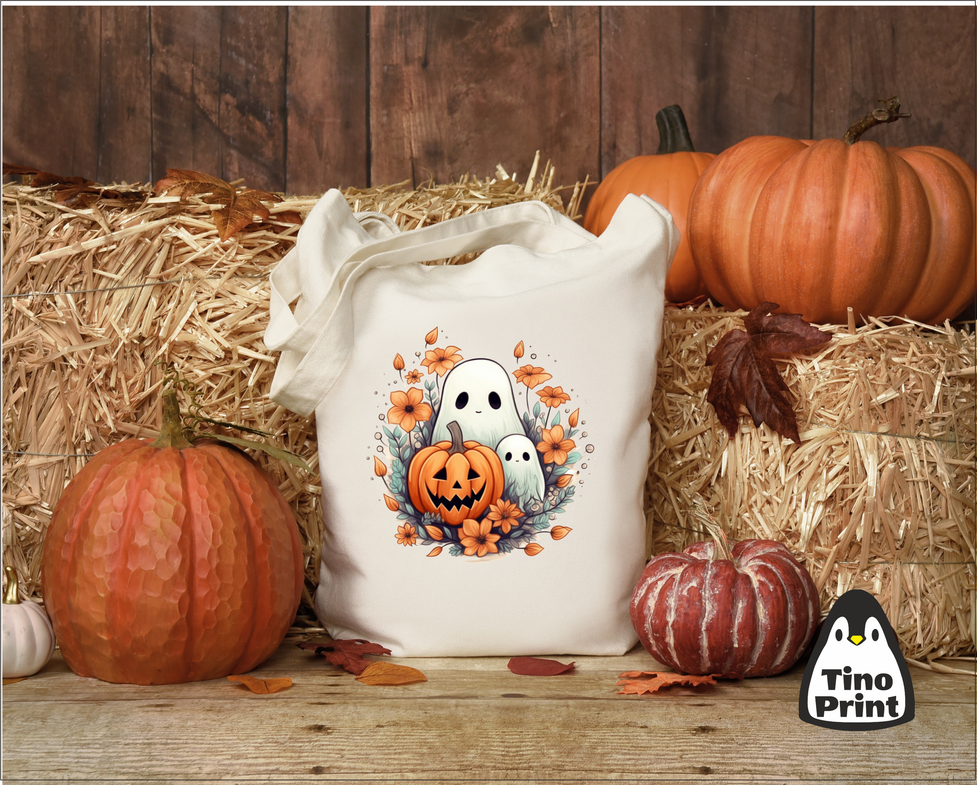 Bolsa de tela para halloween con fantasmas