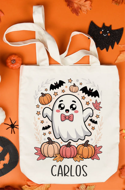Bolsa de tela personalizada con nombre para halloween