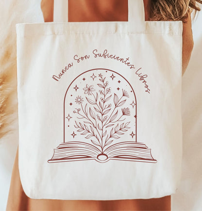 Bolsa de tela totebag con libro abierto