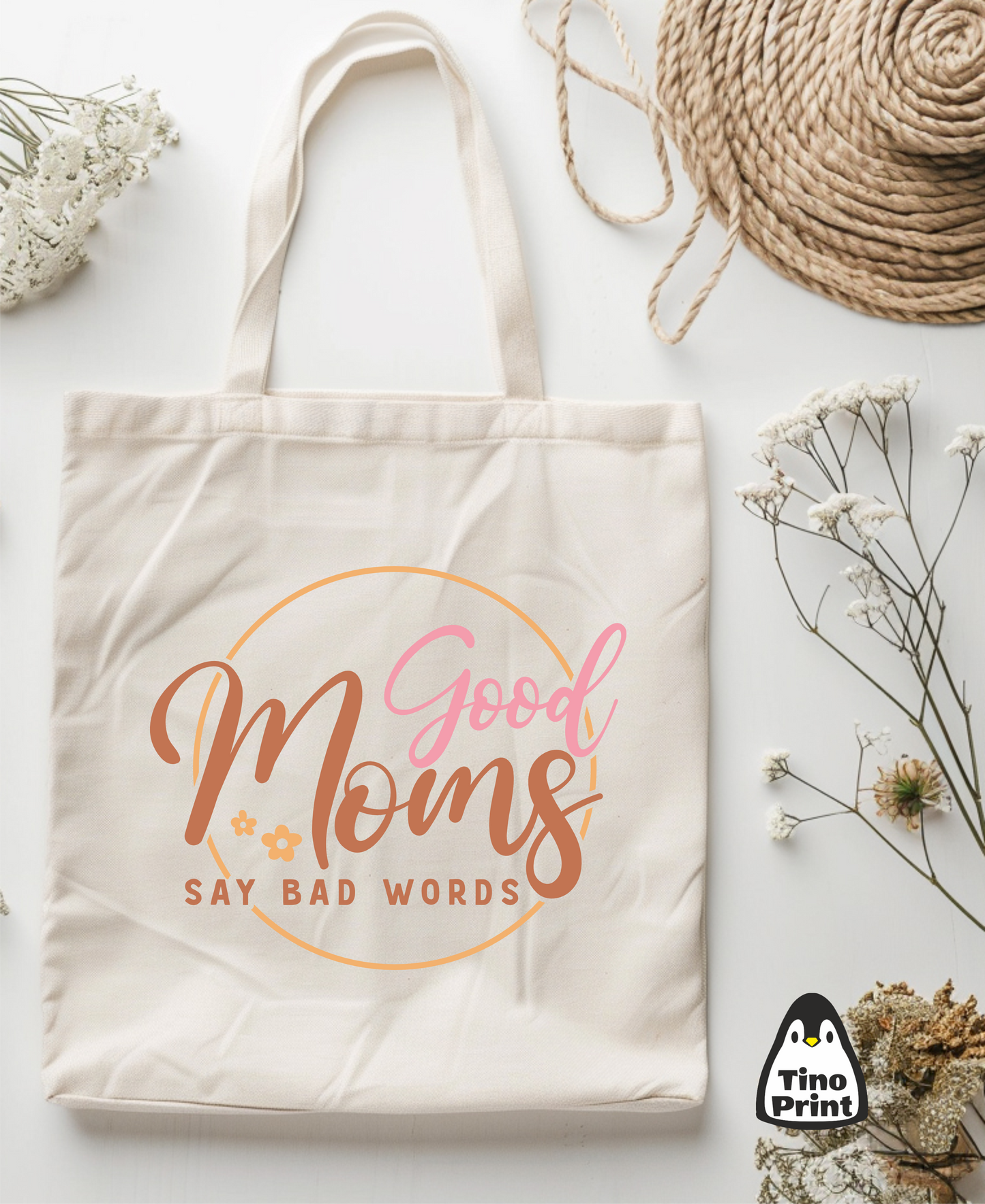 Tote bag de algodón natural con asas largas