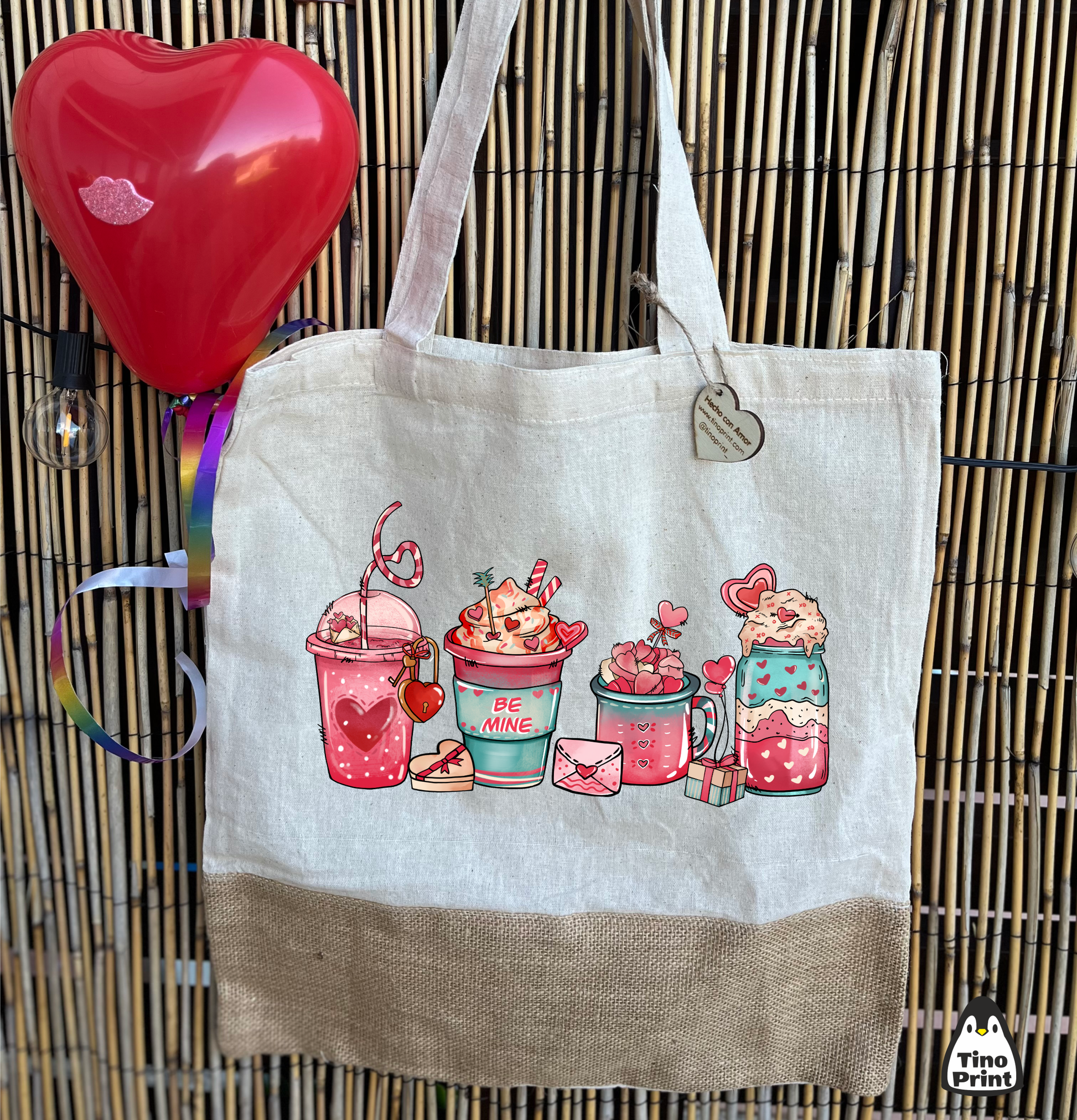 tote bag de yute y algodón personalizada