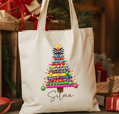 Bolsa de tela ecológica personalizada para navidad con diseño propio