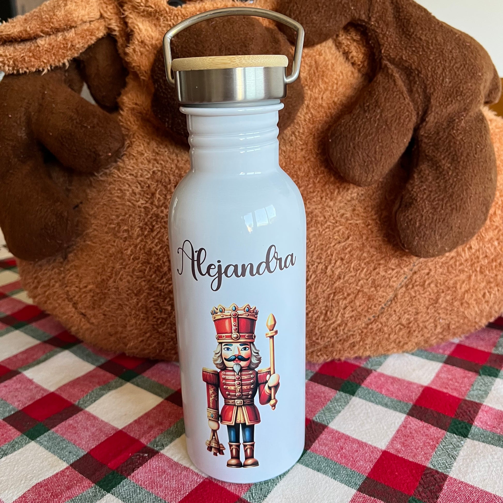 Botella de agua con diseño de navidad