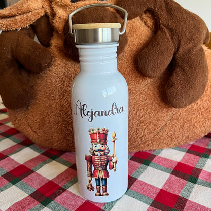 Botella de agua con diseño de navidad