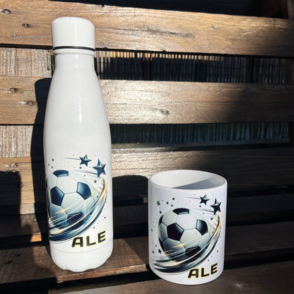 kit botella inox personalizada con taza