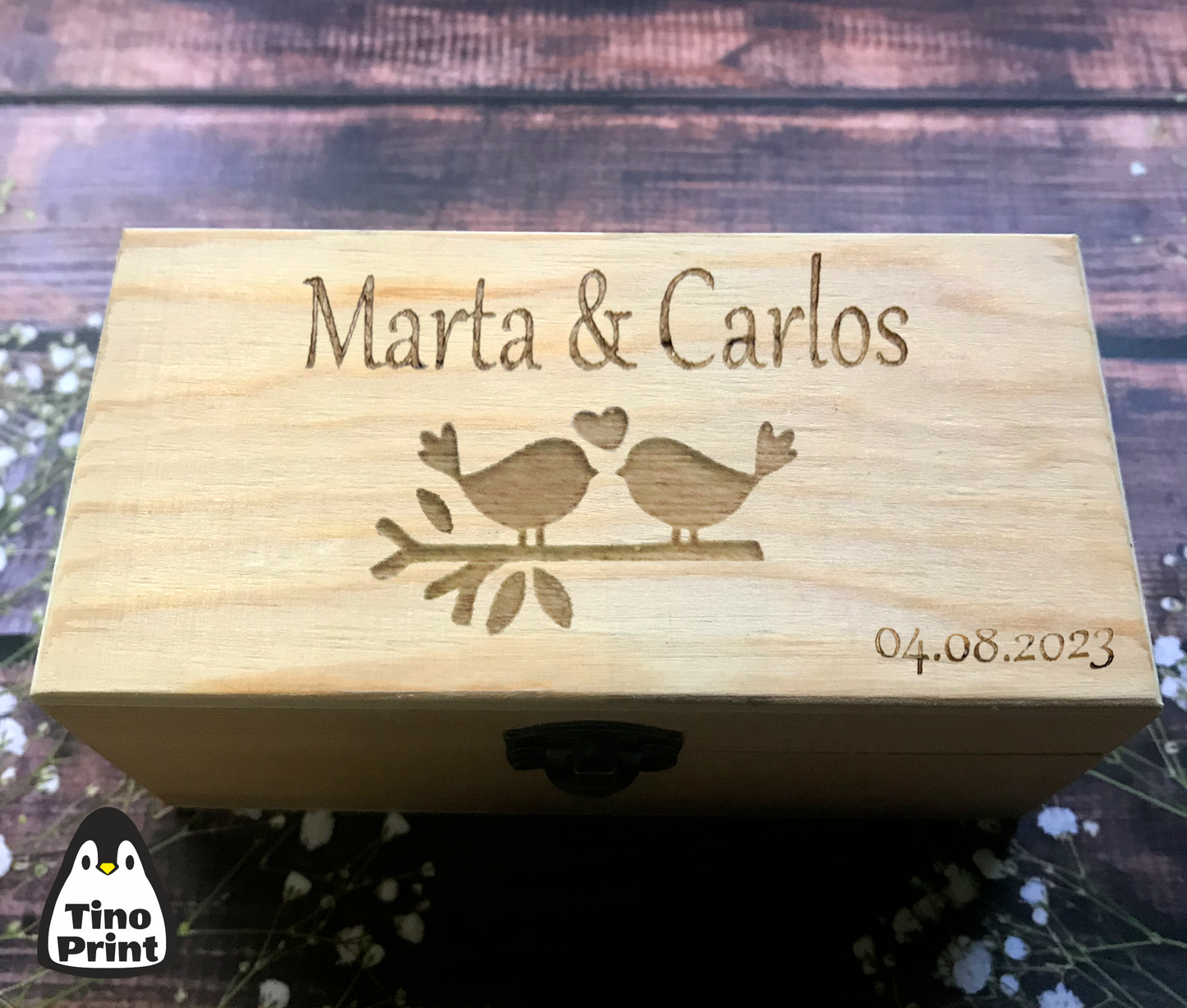 Caja para arras de madera personalizada para tu boda