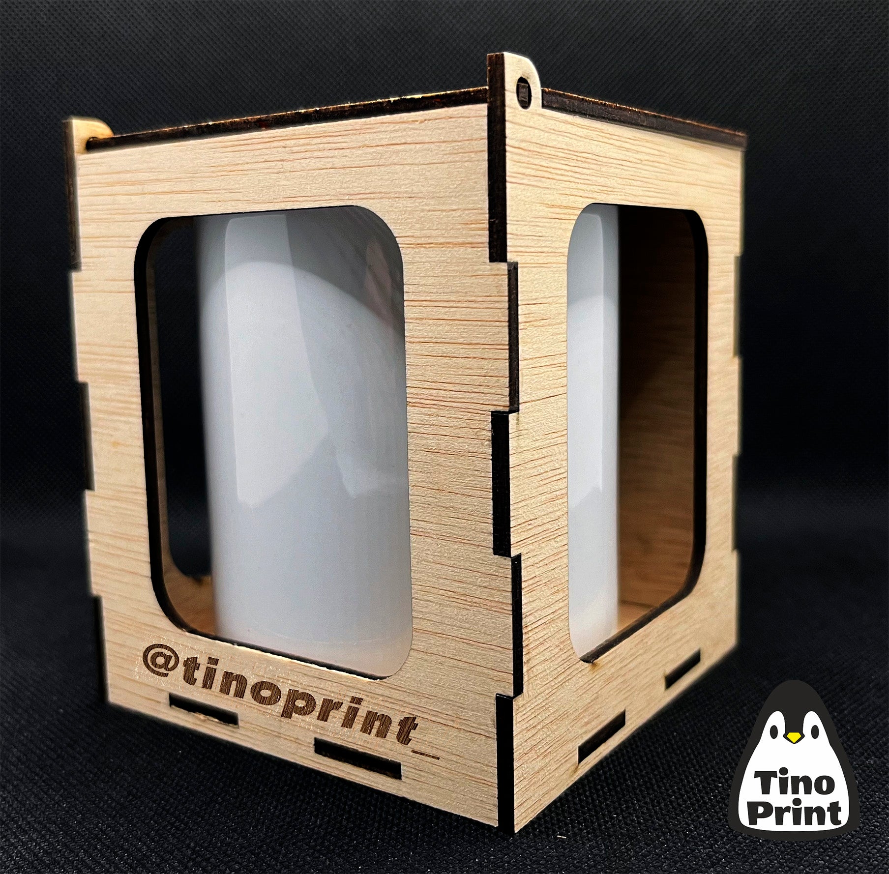 Caja de madera diseño original para tazas personalizadas