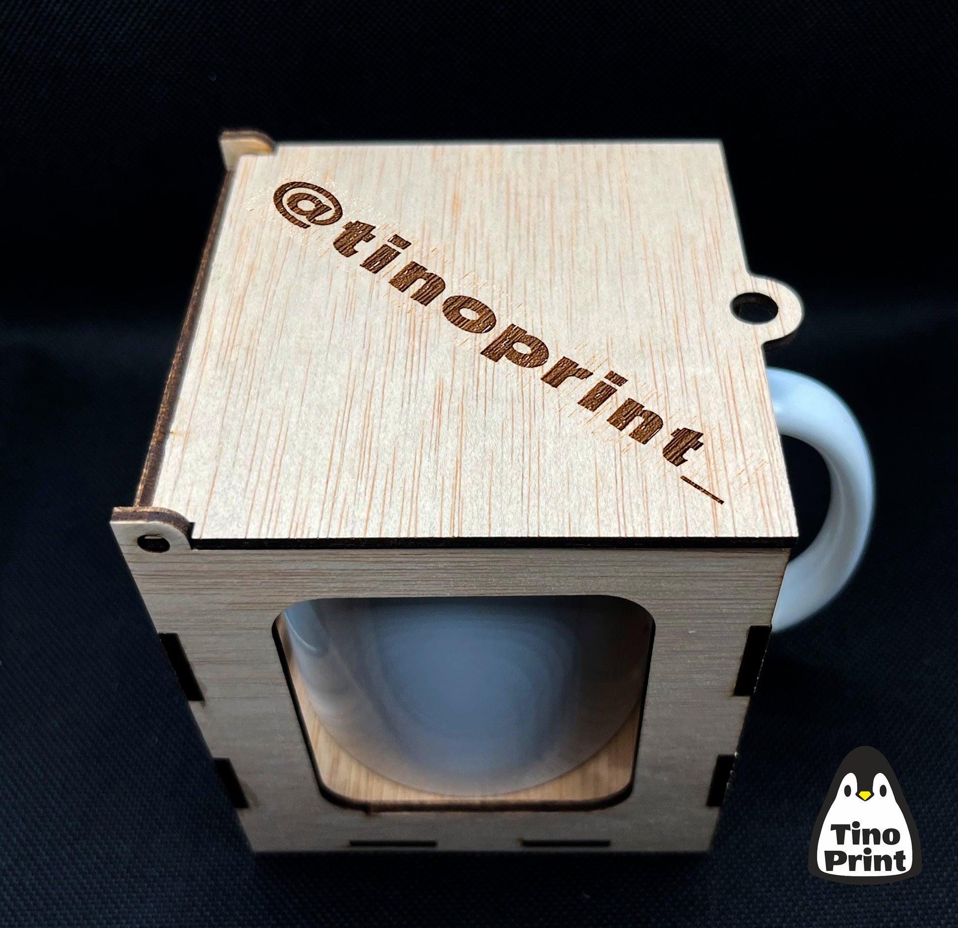 Caja de madera diseño original para tazas personalizadas