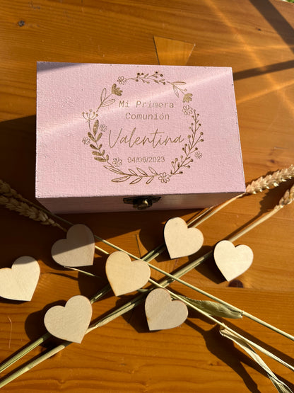 caja de firmas con corazones para invitados