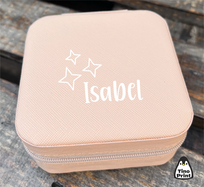 caja organizadora de joyas personalizada color rosa
