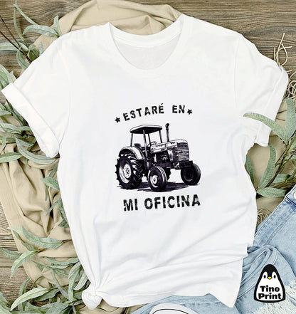 Camiseta con diseño de tractor mi oficina