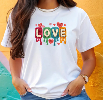Camiseta Love San Valentín estilo tejido
