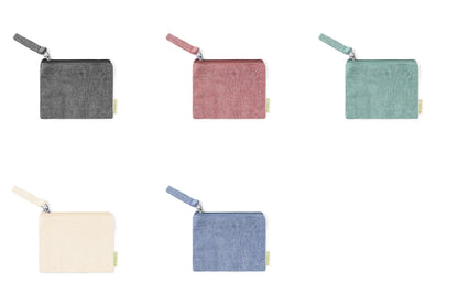 Colores disponibles de monederos de algodón reciclado