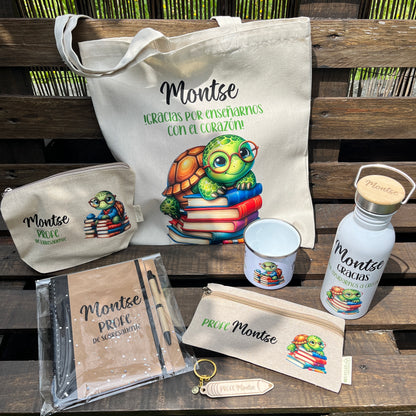 kit de regalo para profesores fin de curso personalizado con imagen de tortuga
