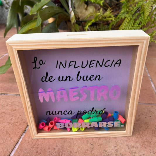 hucha de madera personalizada para profesor