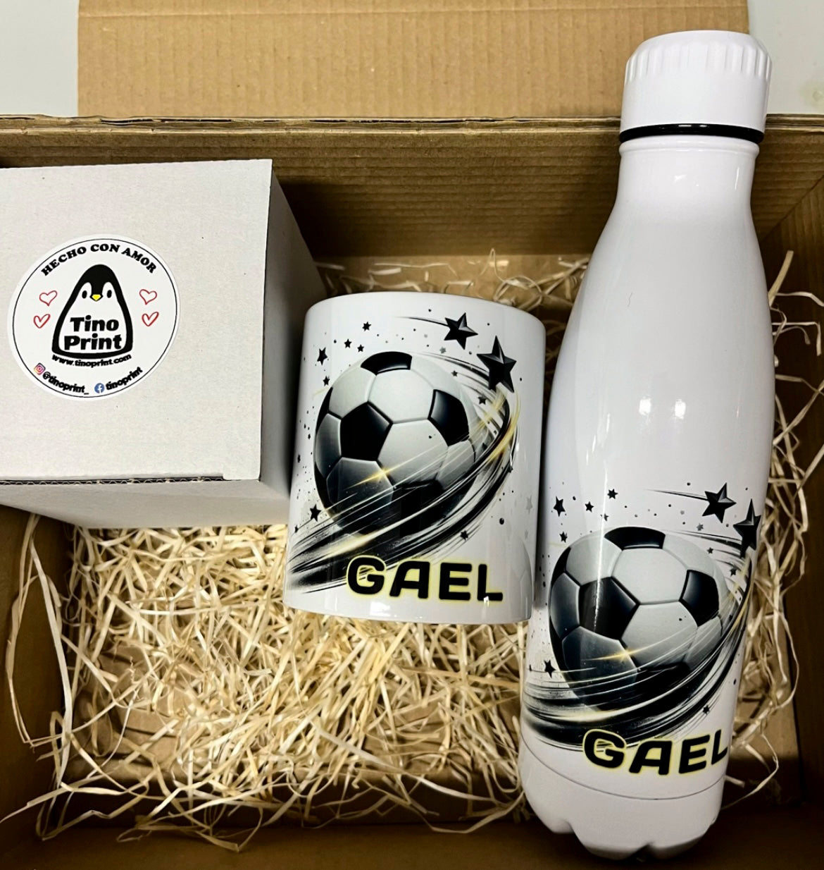 kit botella inox y taza personalizada