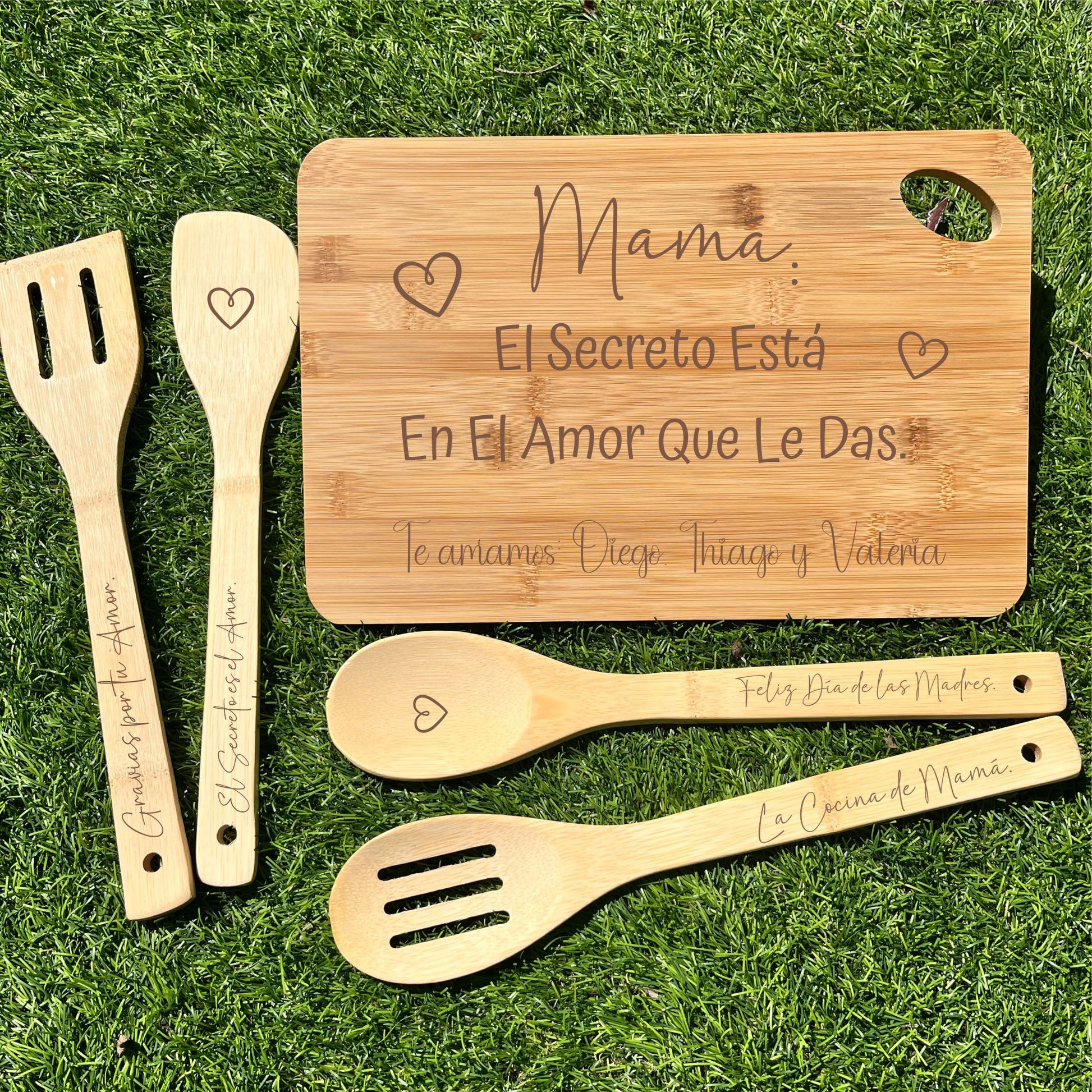 kit de cocina personalizado con tabla y paletas de madera día de la madre