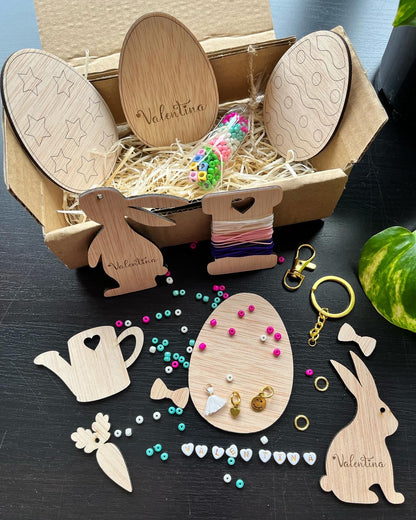 kit diy pascua con huevos y conejos