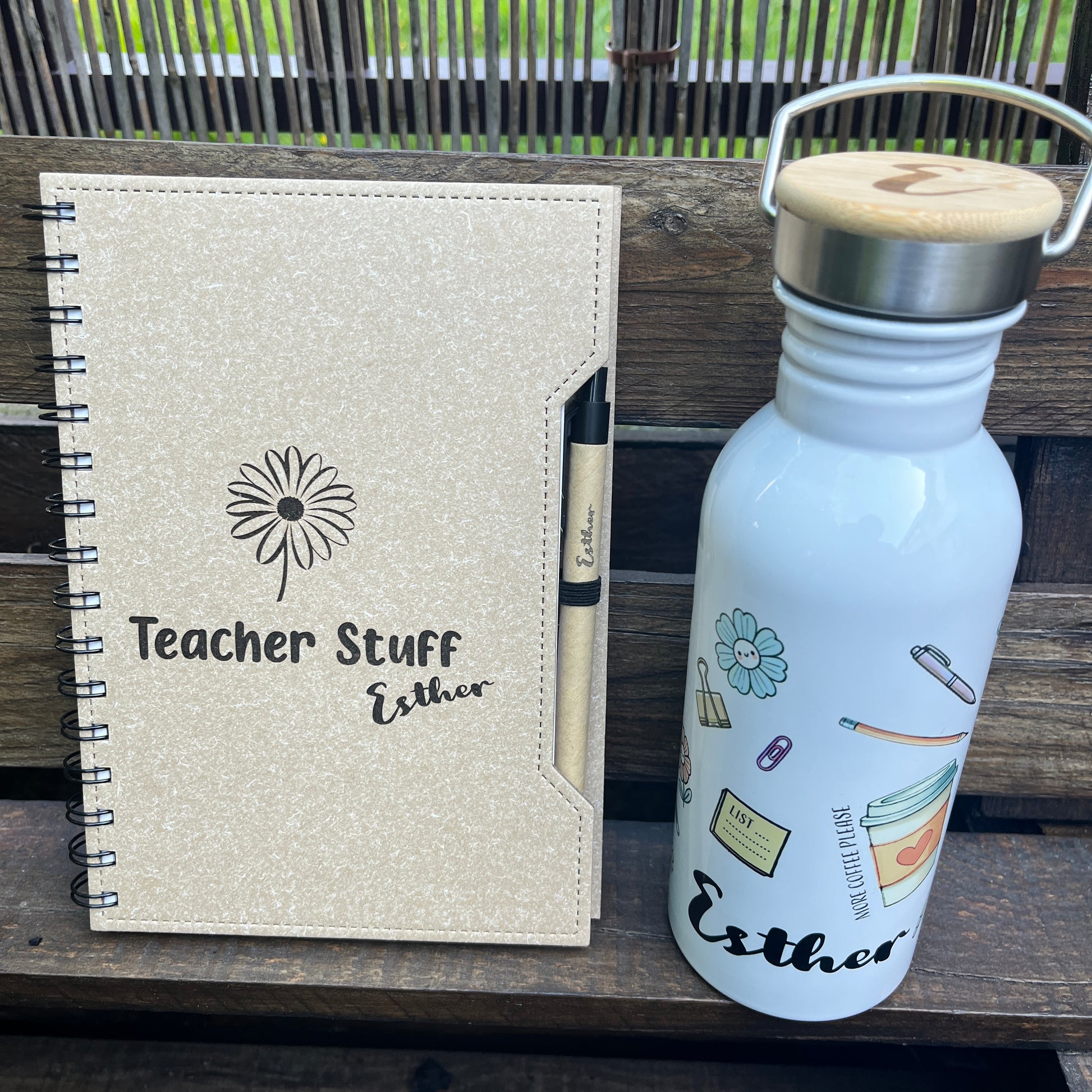 kit libreta y botella retro personalizados