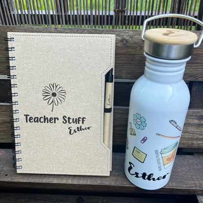 kit libreta y botella retro personalizados