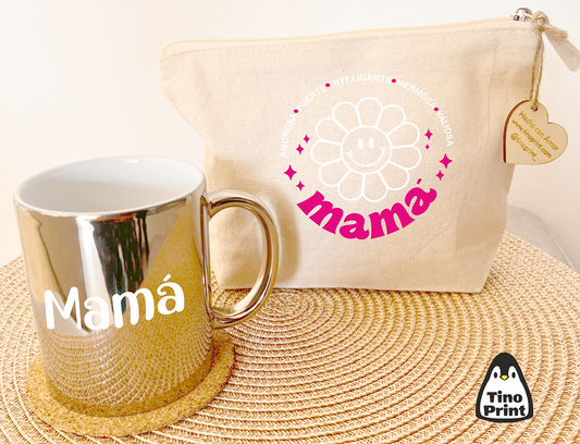 kit para mamá personalizado con taza y neceser