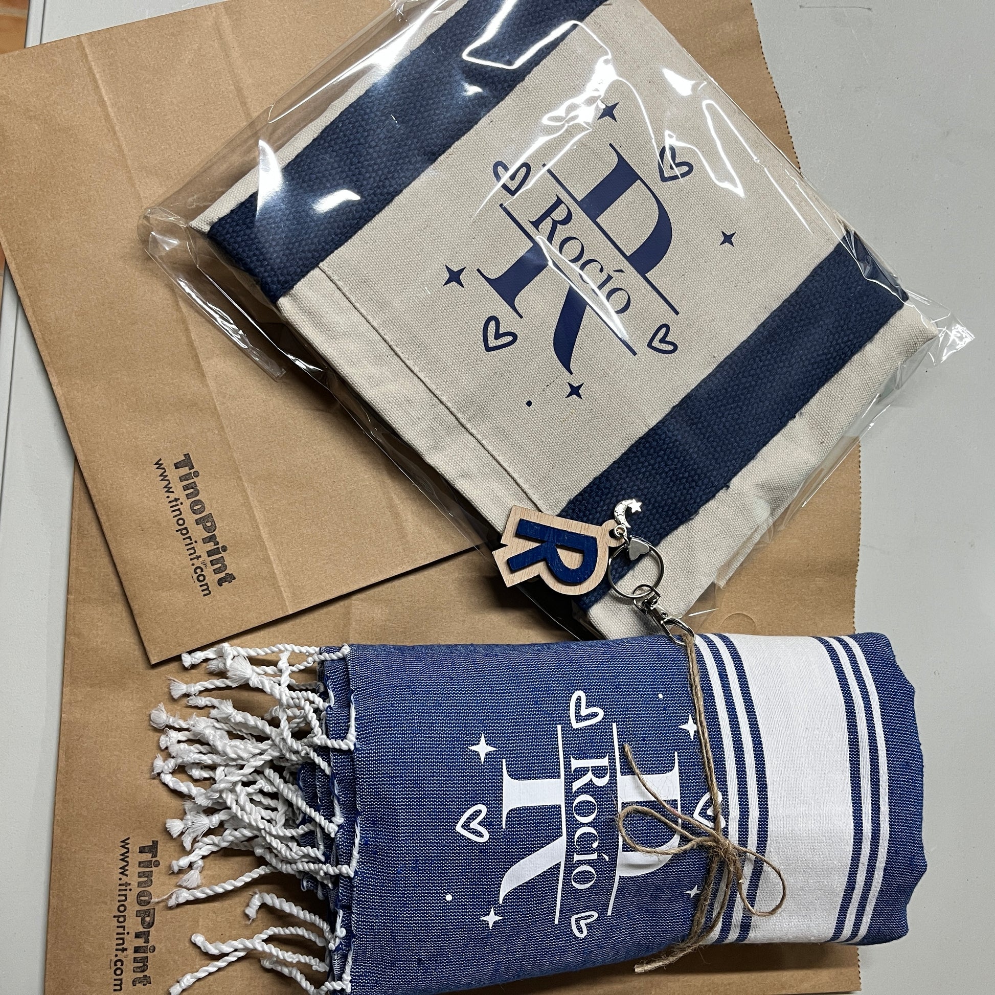 kit de vacaciones personalizado con bolso grande y pareo