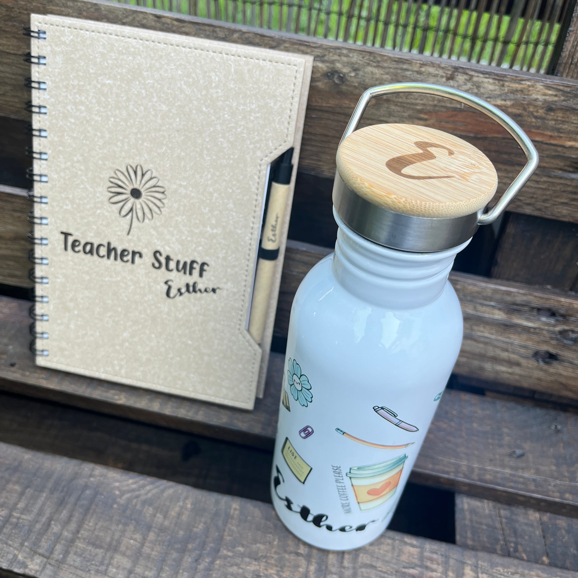 pack personalizado libreta y botella retro vintage