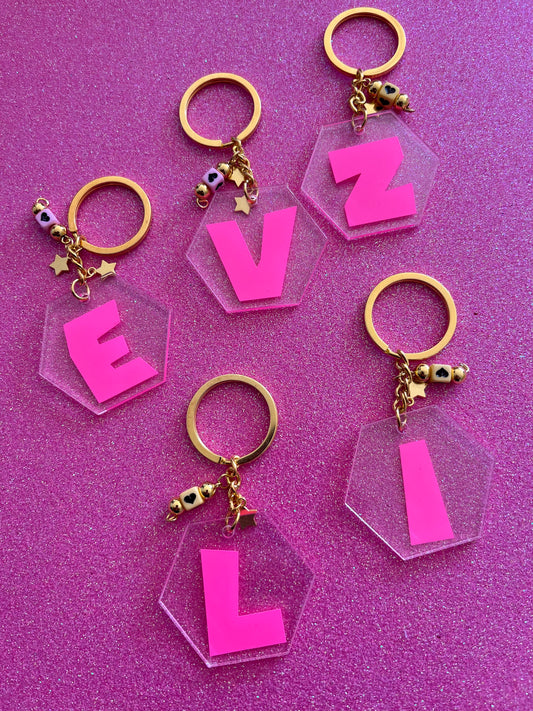 llavero de metacrilato personalizado con  iniciales